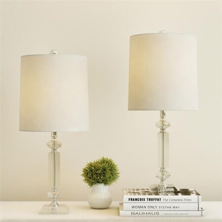 Lavish Home Lavish Home 72-LMPST2-7 Crystal Column Lamps with Shades - Set of 2 72-LMPST2-7